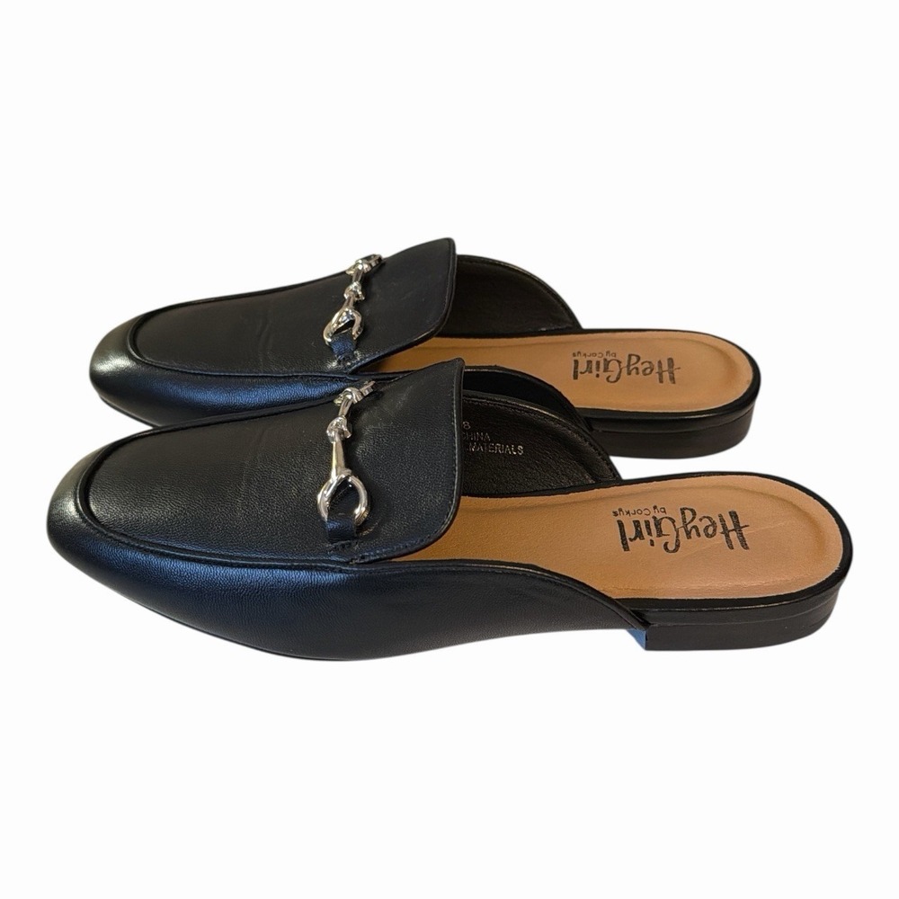 Hey Girl by Corkys Black Horsebit Mule Loafers Size 8 Preppy Slip On‎ Flats